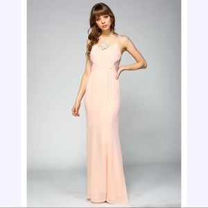 Maxi champagne lace maxi dress